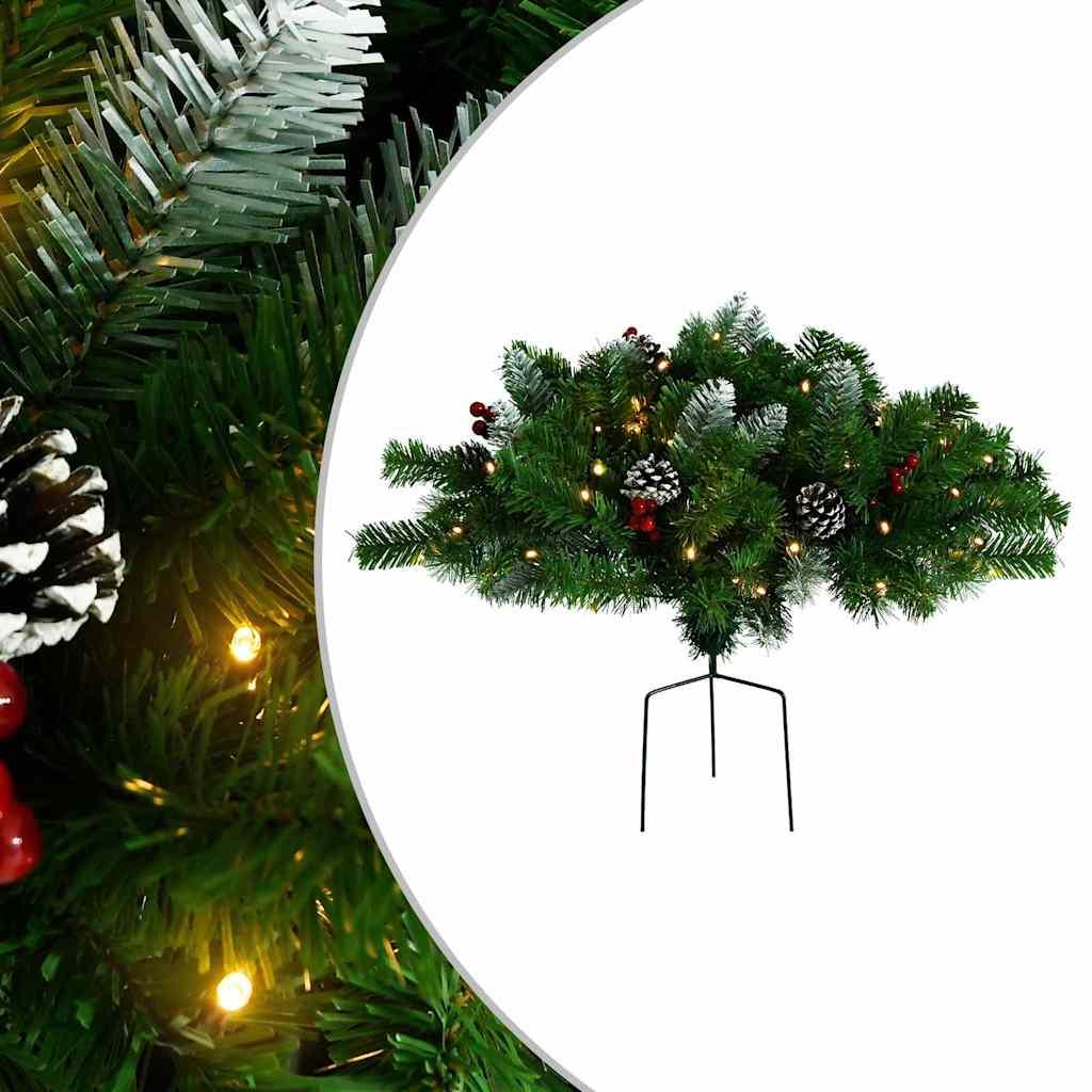 vidaXL Artificial Pathway Pre-lit Christmas Tree Green 15.7" PVC image