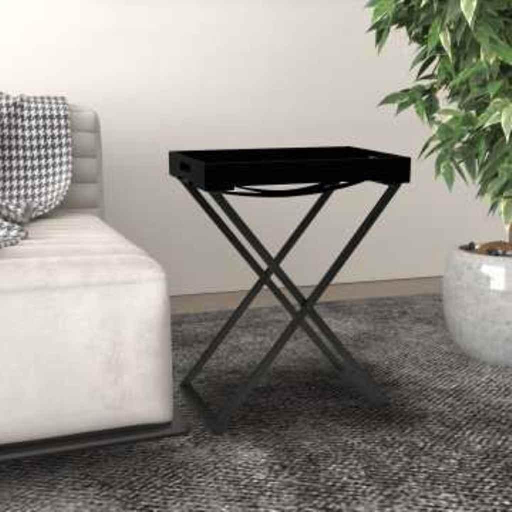 vidaXL Folding Table Black 18.9"x13.4"x24" MDF image
