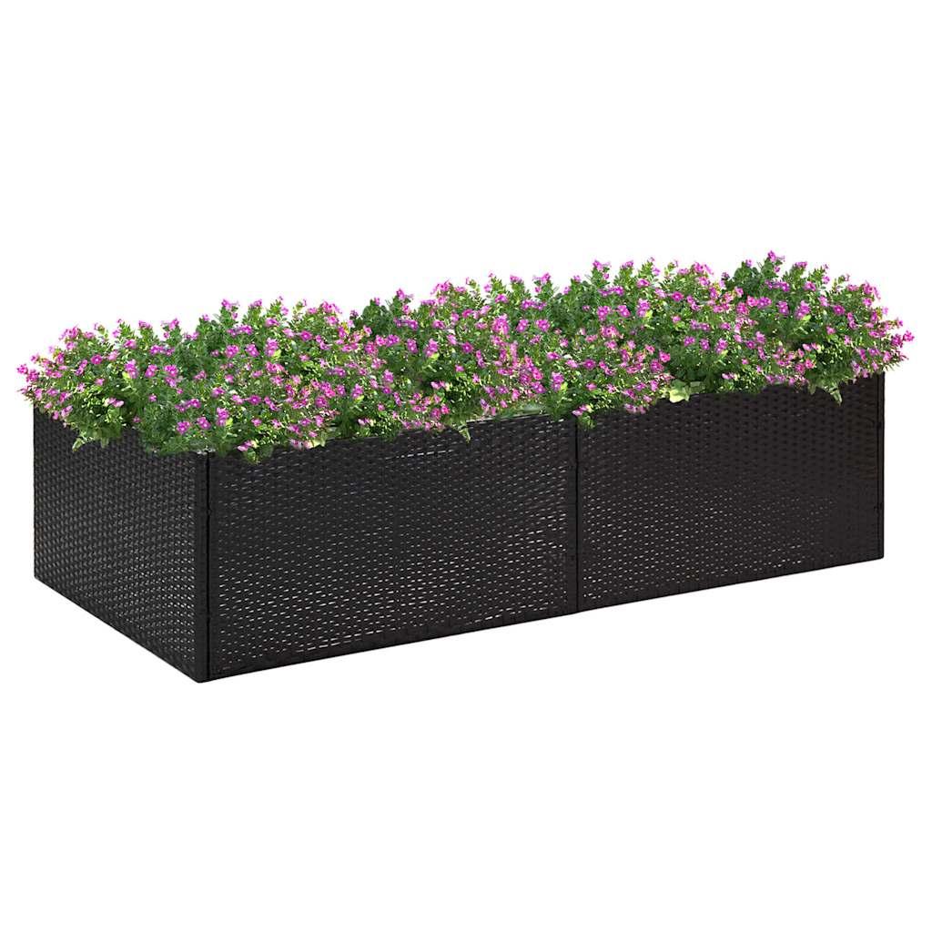 vidaXL Garden Planter Black 61.8"x31.5"x15.7" Poly Rattan image