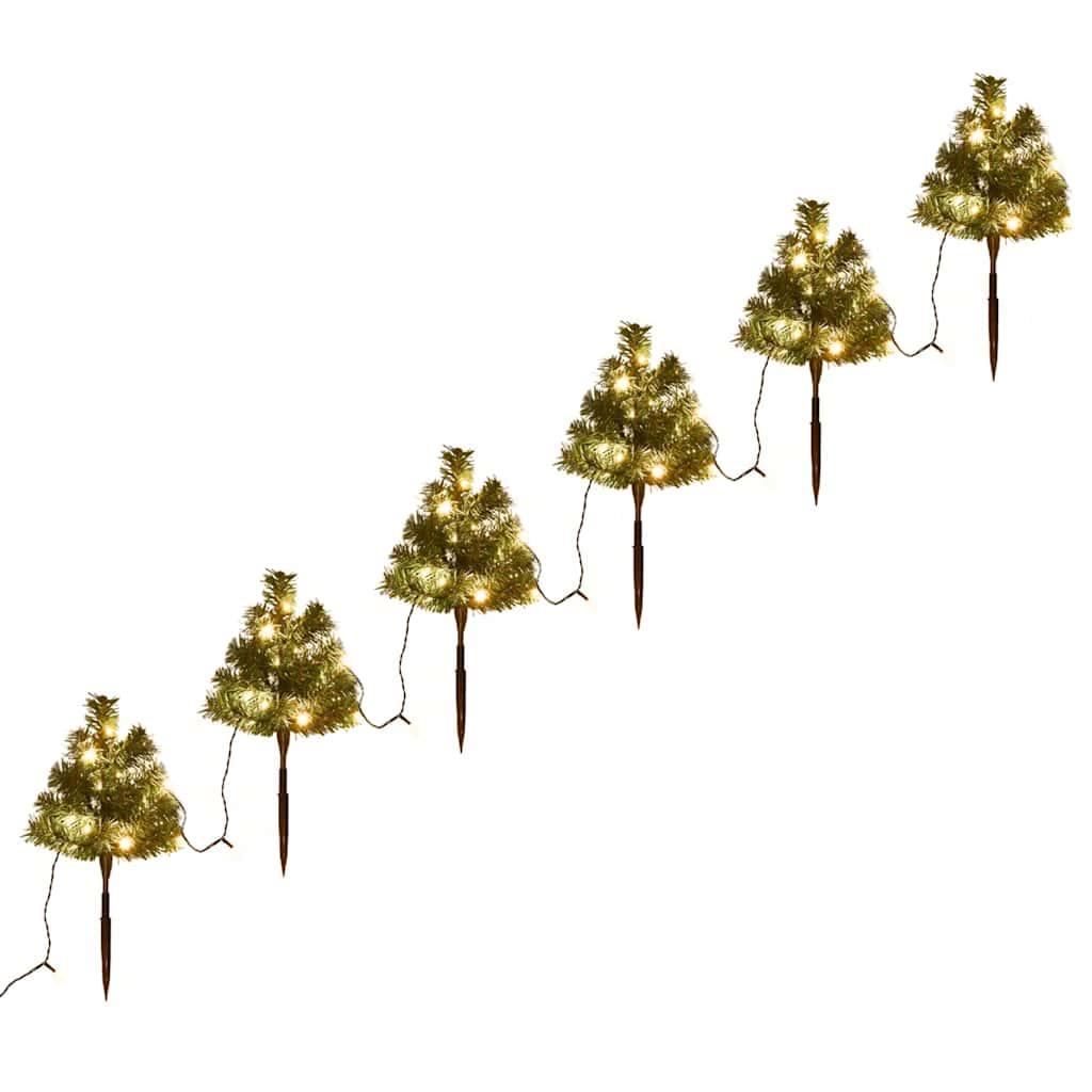 vidaXL Christmas Pathway Tree Green, Warm White PVC 17.7 in image