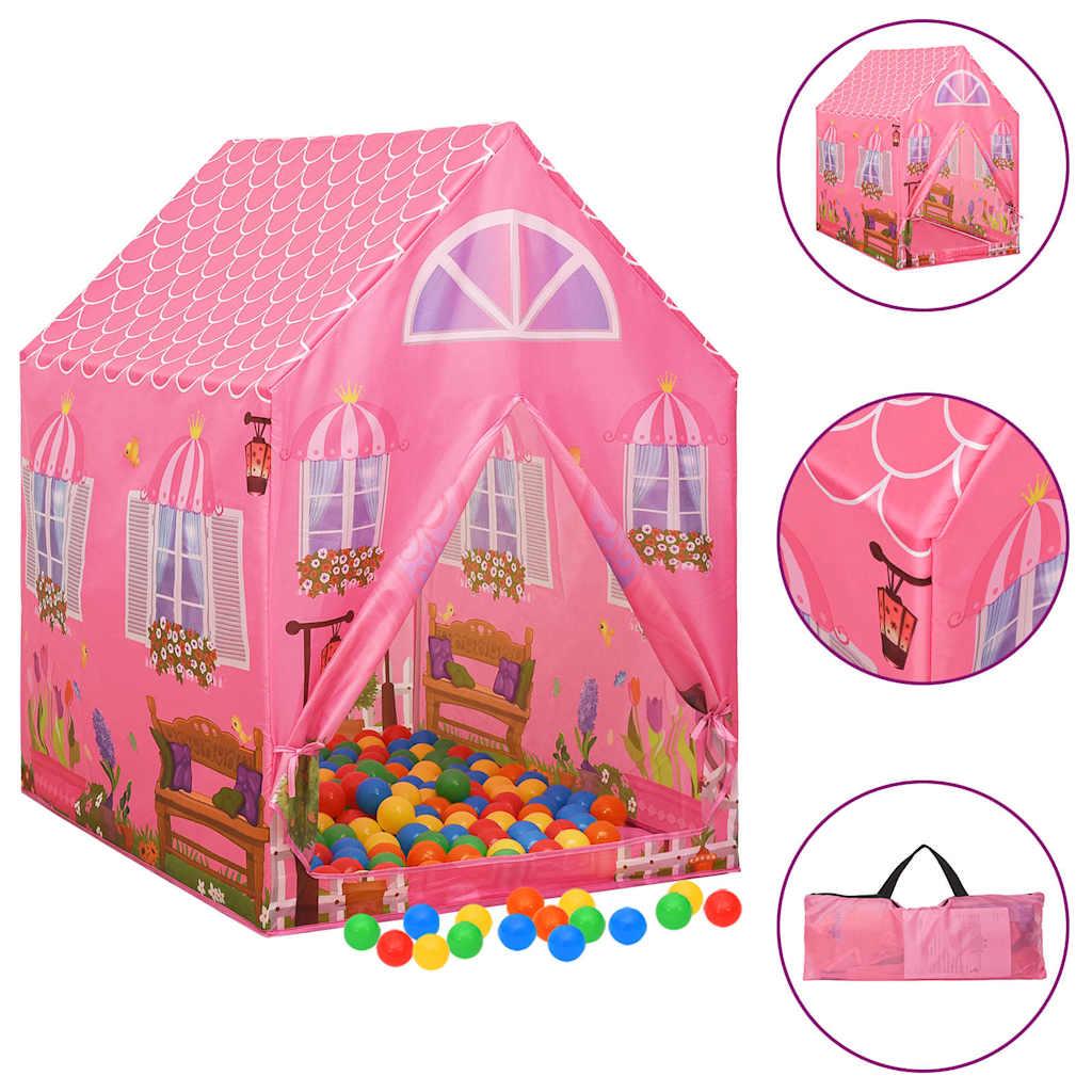 vidaXL Play Tent Pink 170T polyester, PVC, PE 40.9 in Foldable image