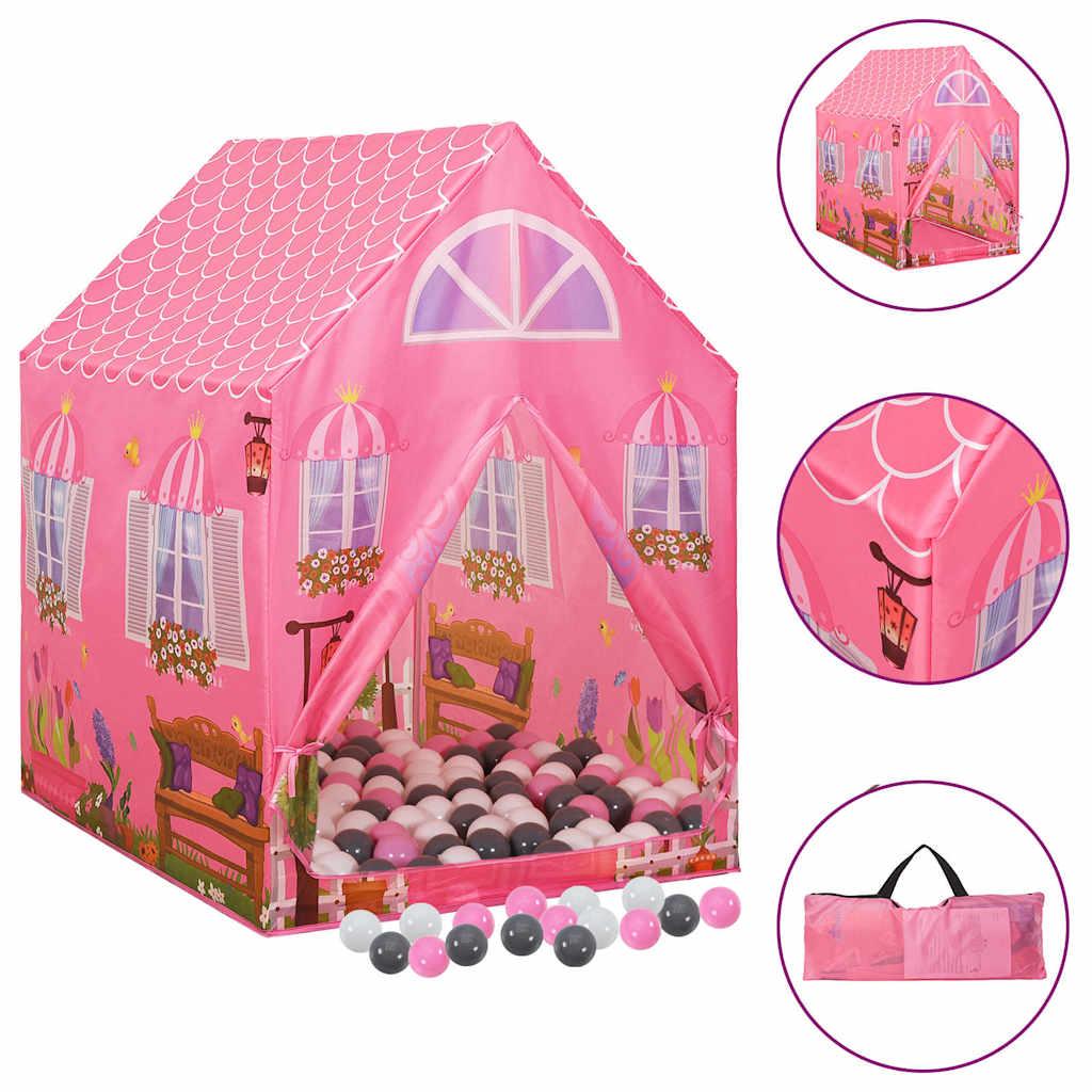 vidaXL Play Tent Pink 170T Polyester, PVC, PE Medium Foldable image