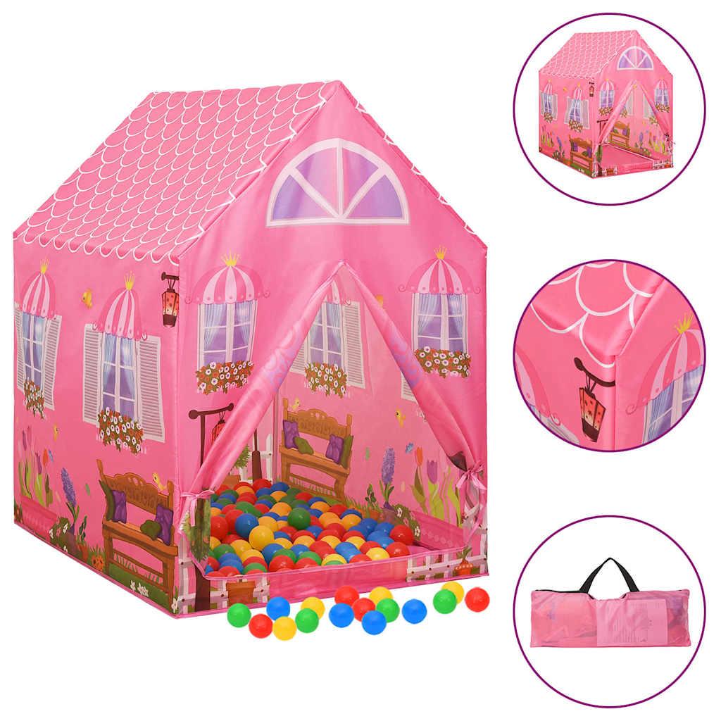vidaXL Play Tent Pink 170T polyester, PVC 27.2 x 37.0 x 40.9 in image