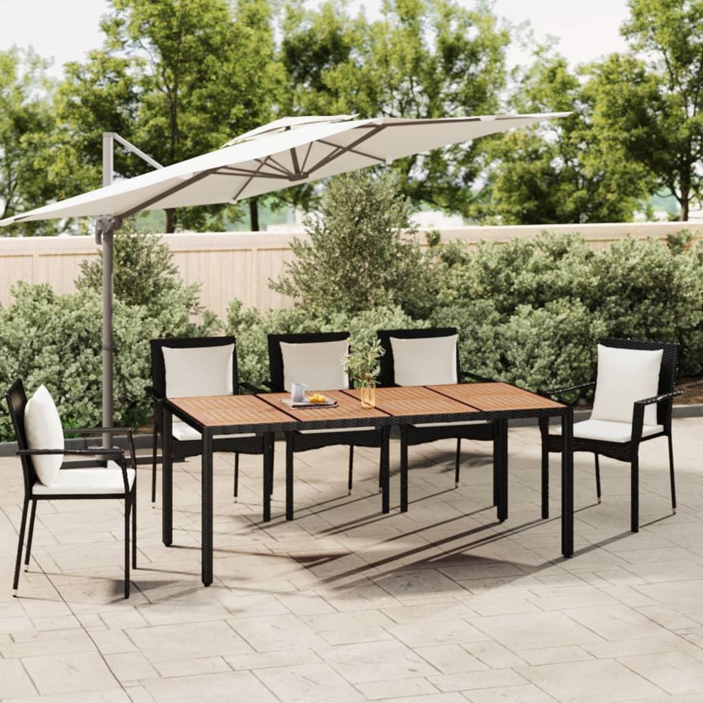 vidaXL Garden Table with Wooden Top Black Poly Rattan&Solid Wood Acacia image