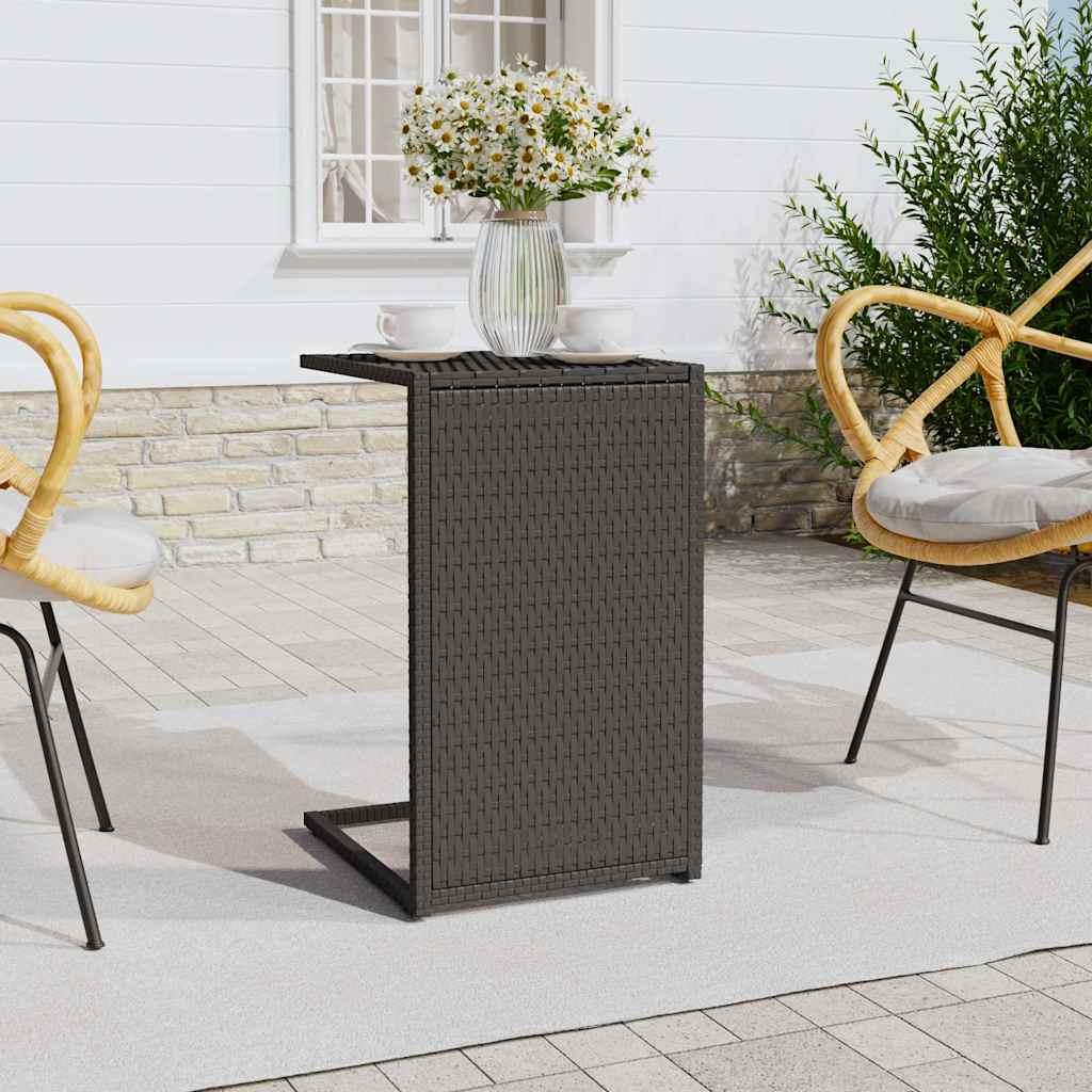 vidaXL C Table Black 15.7"x13.8"x23.6" Poly Rattan image