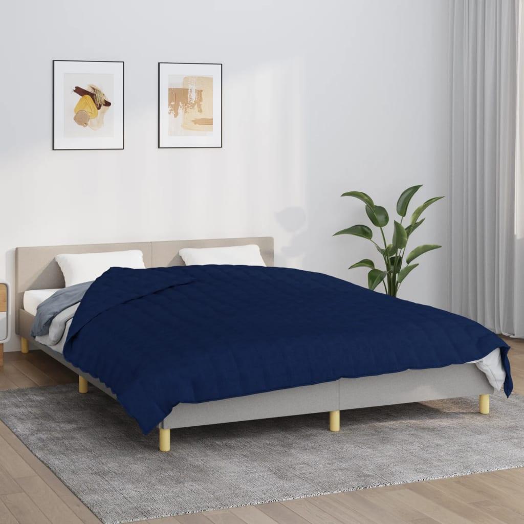 vidaXL Weighted Blanket Blue Cotton, Polyester, Glass Beads King image