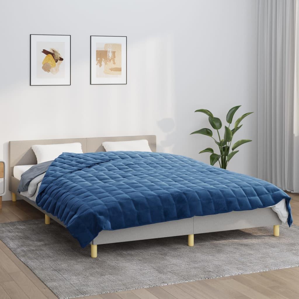 vidaXL Weighted Blanket Blue Polyester and Glass Beads 78.7 x 90.6 in image