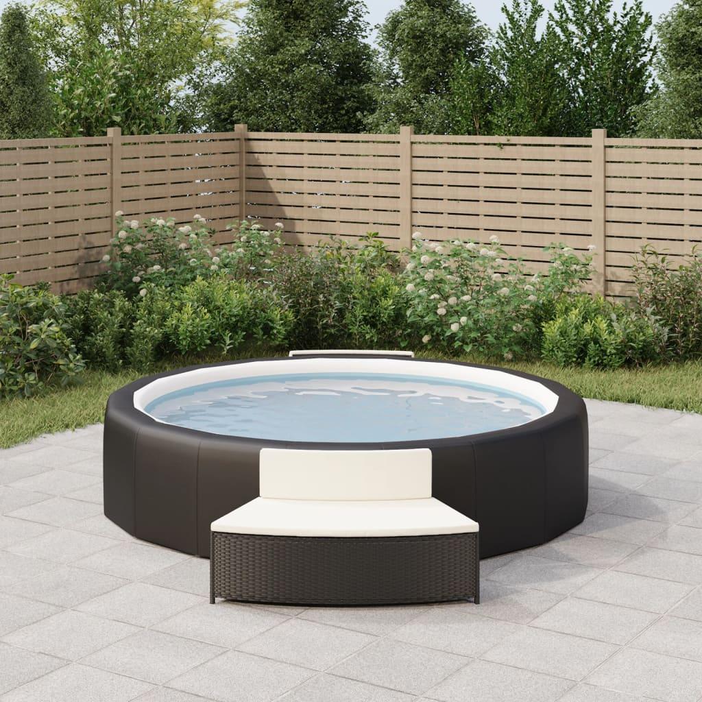 vidaXL Spa Benches with Cushions 2 pcs Black Poly Rattan image