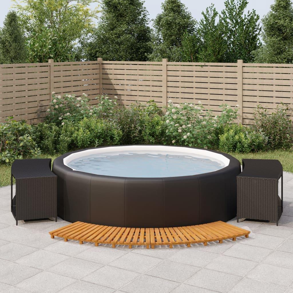vidaXL Hot Tub Surround Black Poly Rattan and Solid Wood Acacia image