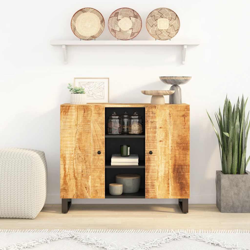 vidaXL Sideboard Natural Wood Brown Solid Mango Wood Medium Sideboard image