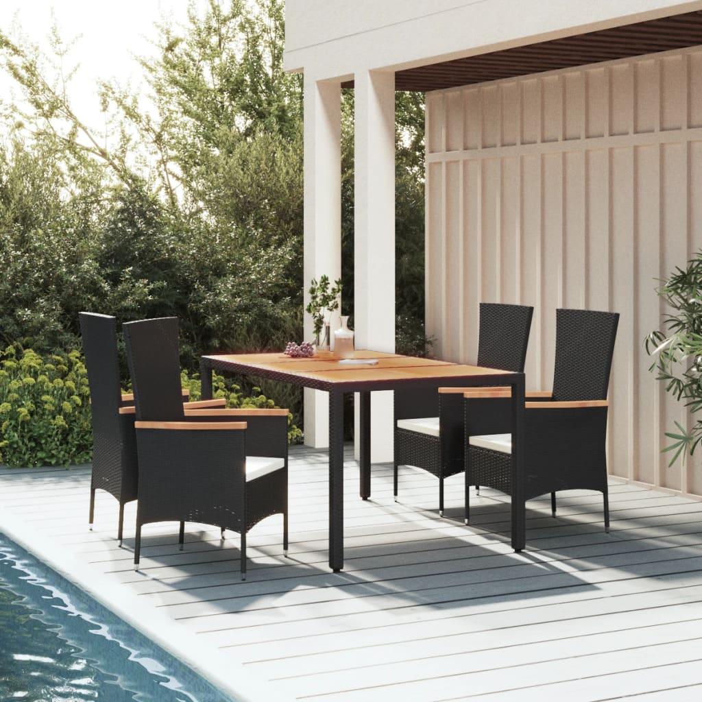 vidaXL Garden Dining Set Black Poly Rattan Large Modular image