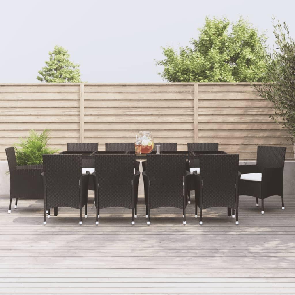 vidaXL Garden Dining Set Black Poly rattan Large Durable image