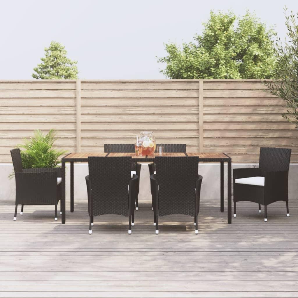 vidaXL Garden Dining Set Black Poly Rattan Large Seats Many image
