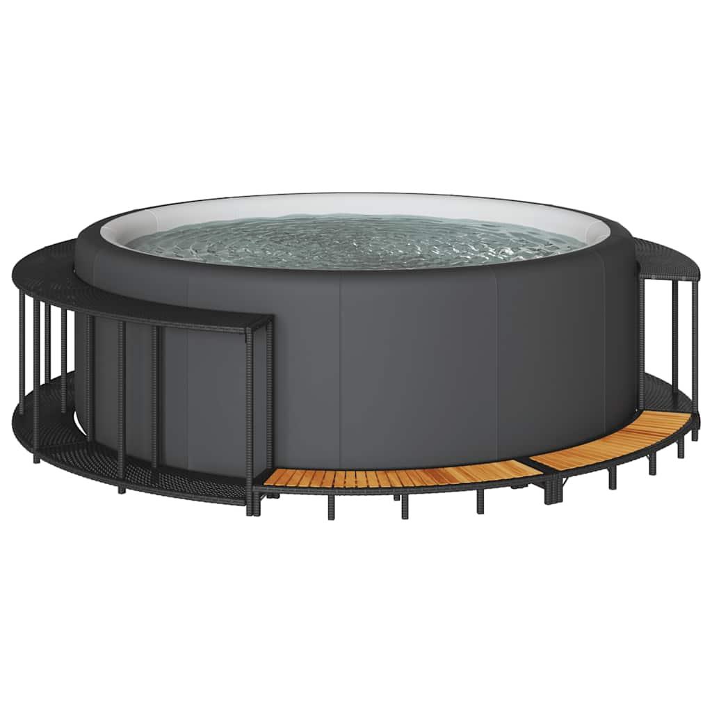 vidaXL Hot Tub Surround Black PE Rattan Large Hot Tub Surround Round image