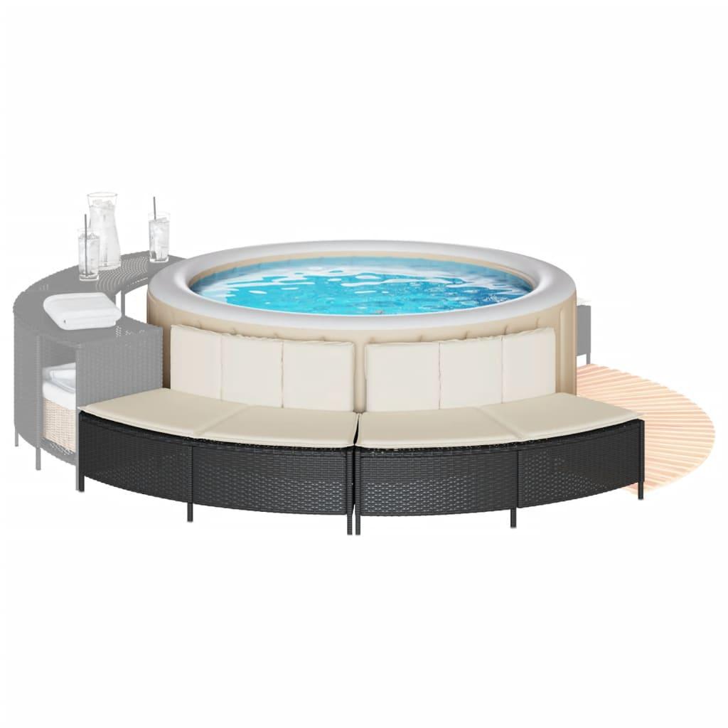 vidaXL Hot Tub Benches with Cushions 2 pcs Black Poly Rattan image
