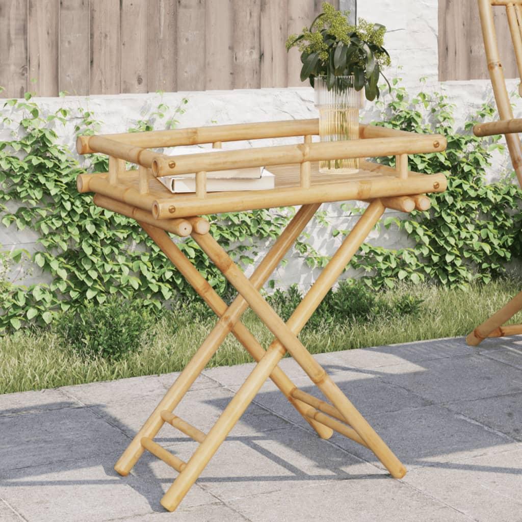 vidaXL Folding Tray Table 23.6"x15.7"x26.8" Bamboo image