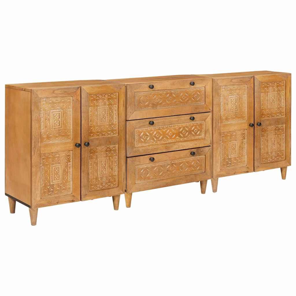 vidaXL Sideboard 3 pcs 70.87 x 13.19 x 29.53 in solid mango wood Brown image