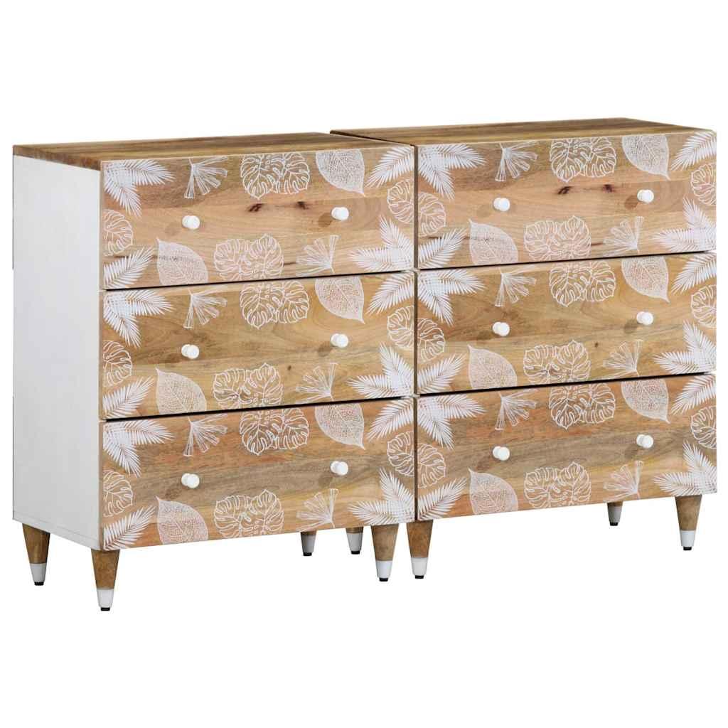 vidaXL Sideboard Set of 2 Mango Natural with White Paint Screen image
