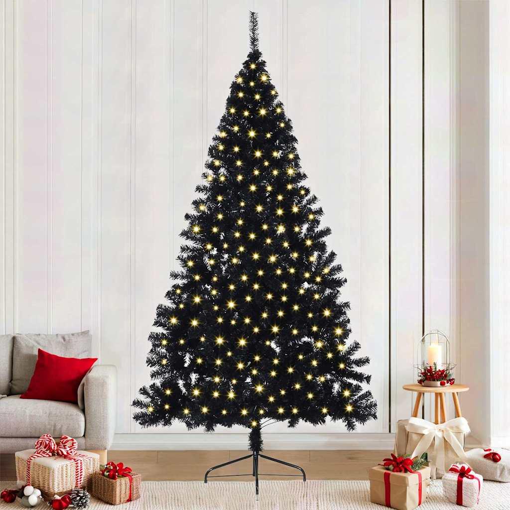 vidaXL Artificial Pre-lit Christmas Tree Black 94.49 in PVC image