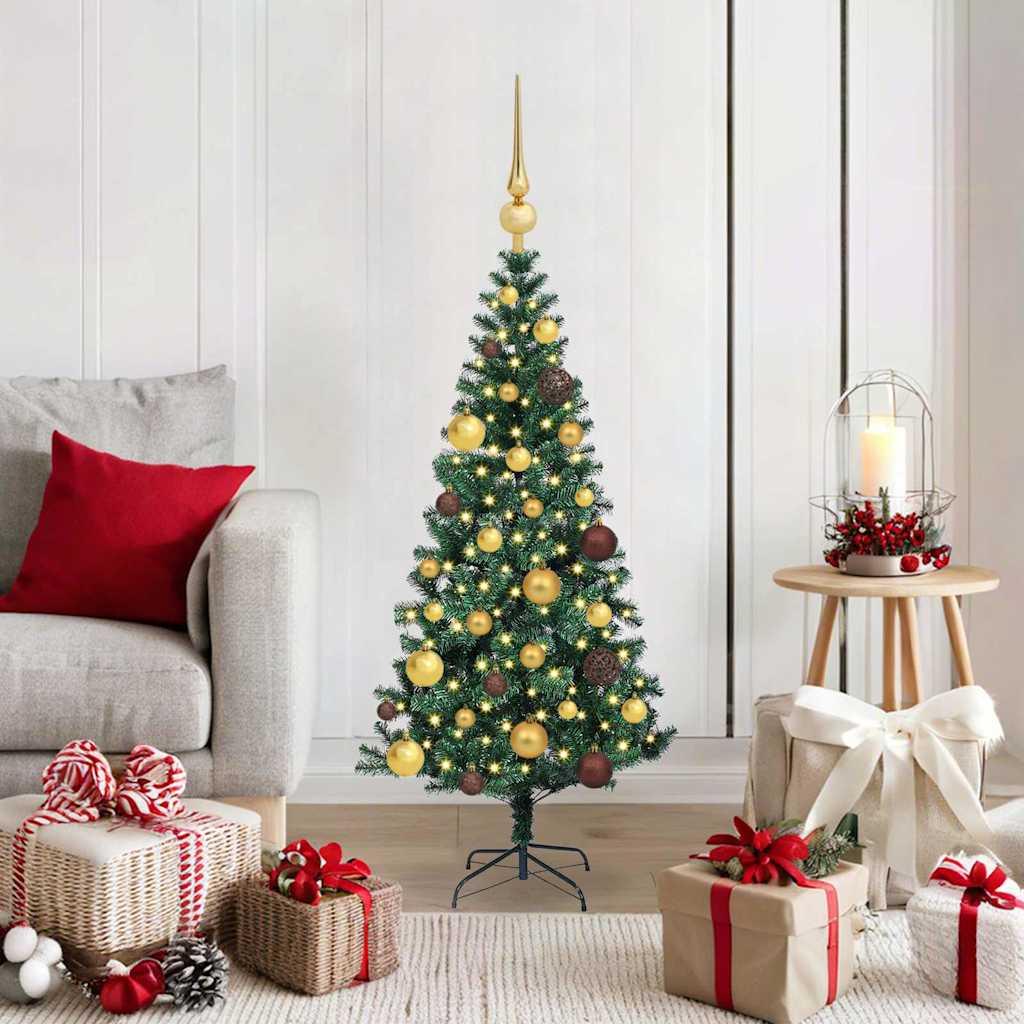 vidaXL Artificial Pre-lit Christmas Tree Green 47.24 in PVC and Metal image