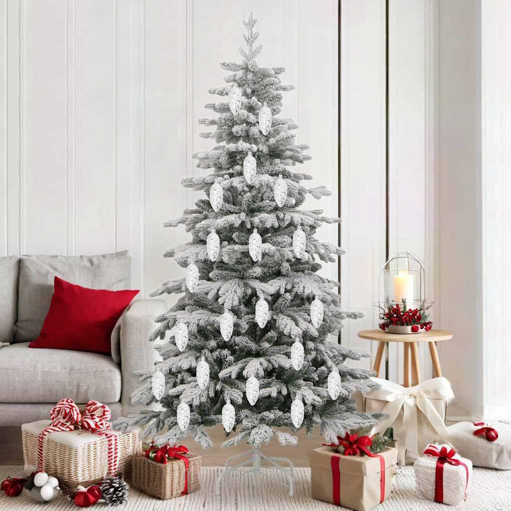vidaXL Christmas Pine Cone Ball 40 pcs Silver 1.57 x 3.54 in Plastic image
