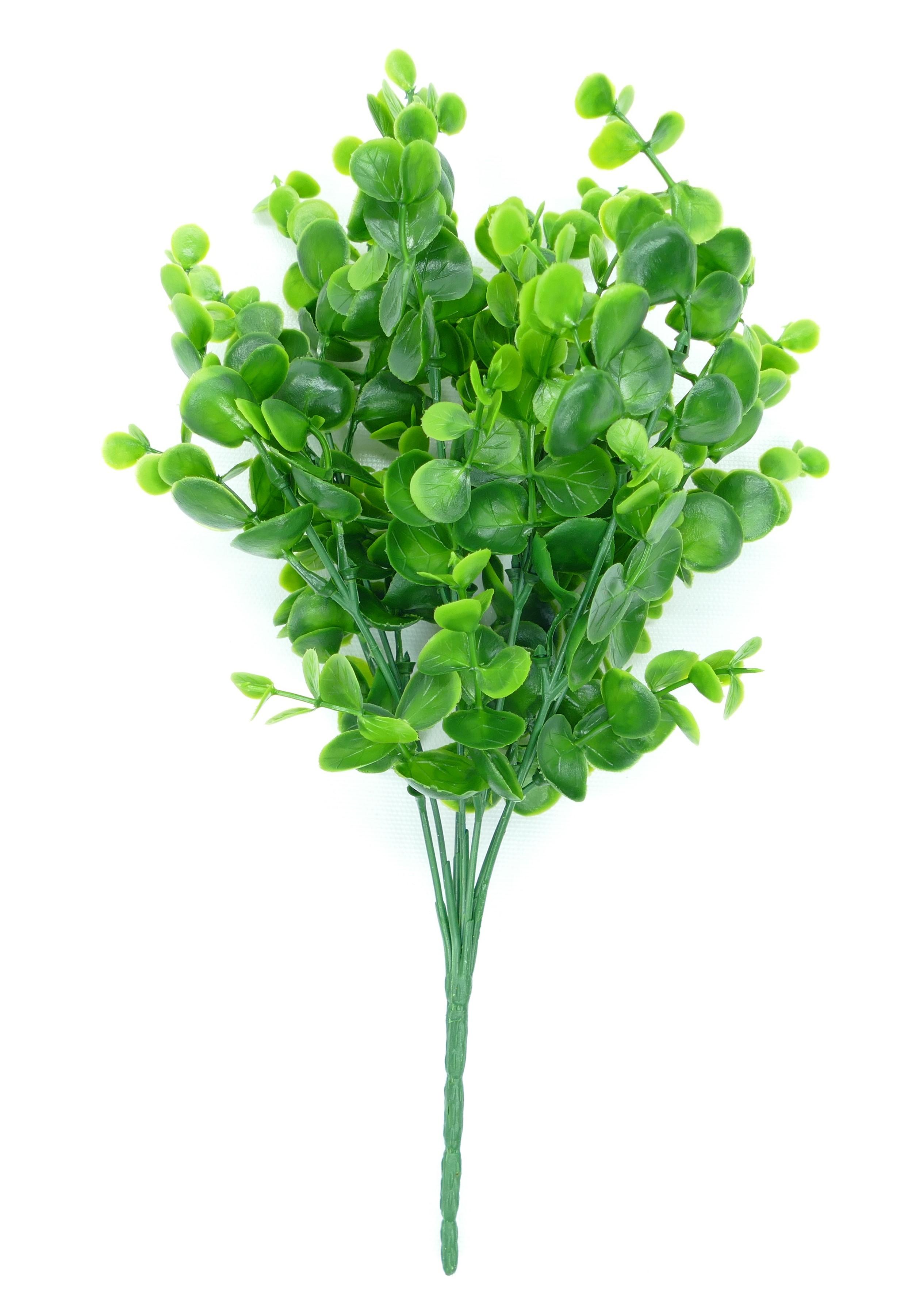 Artificial Greenery Plastic Weatherproof Green Eucalyptus Bush x 7 (Lot of 1 Bush) SALE ITEM image