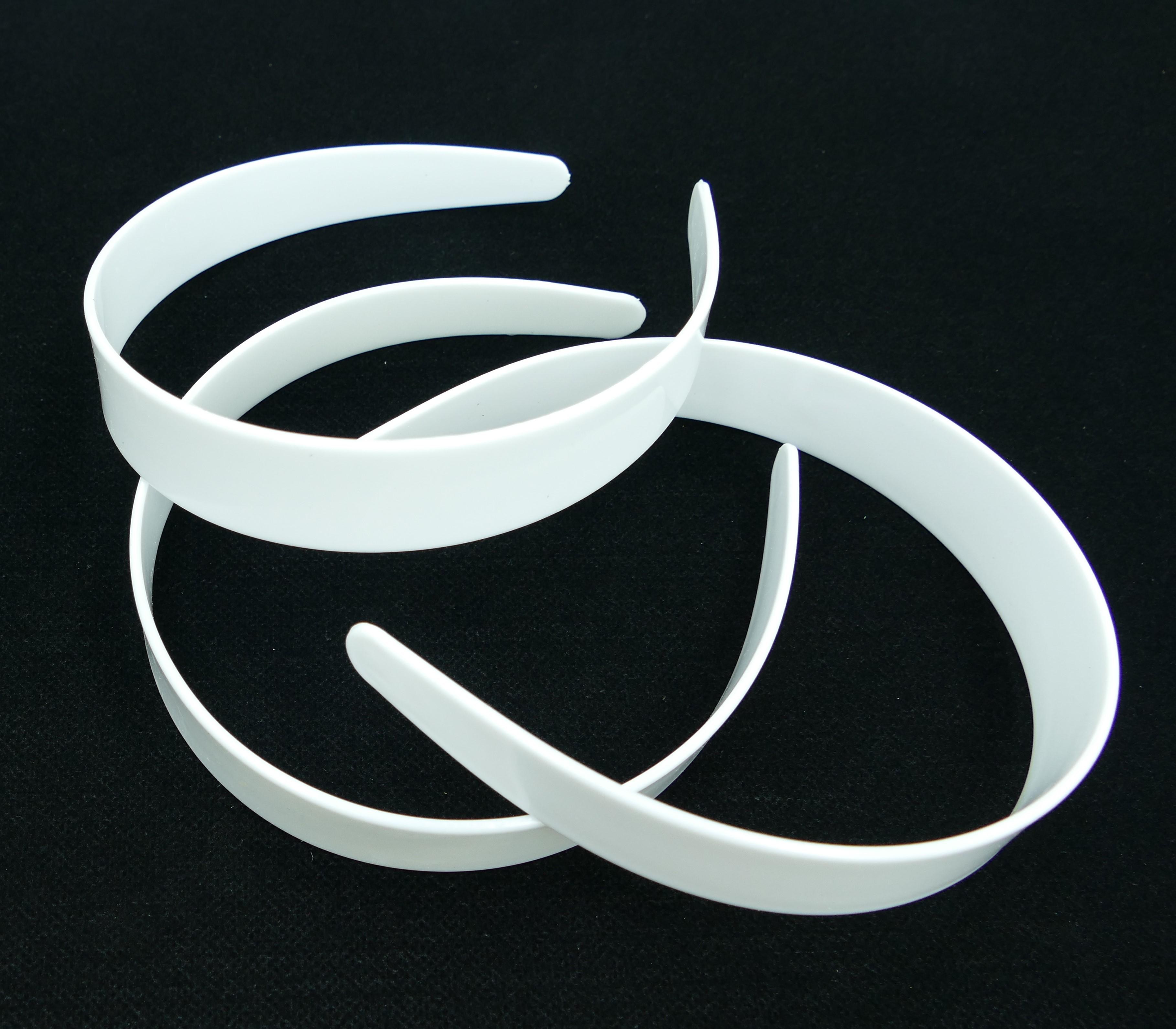 White Plastic Head Band. 1 Inch Wide (12 Head Band Per Lot) image