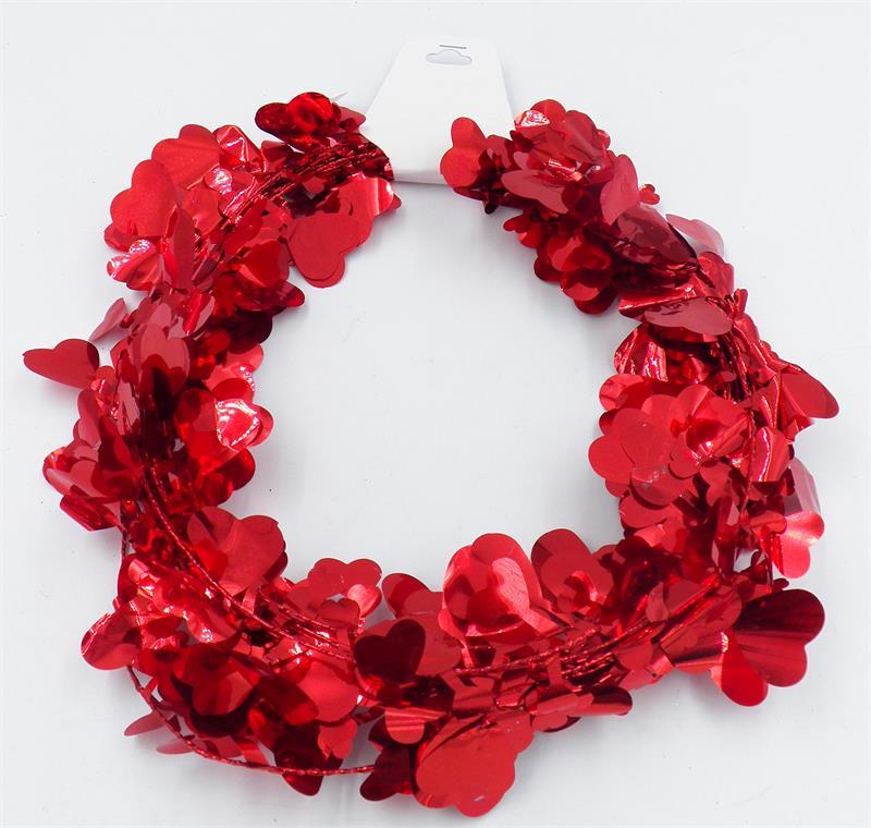 Red Wire Valentine's Day Garland With Hearts, 24.5 Feet Per Roll (Lot of 1 Roll) SALE ITEM image