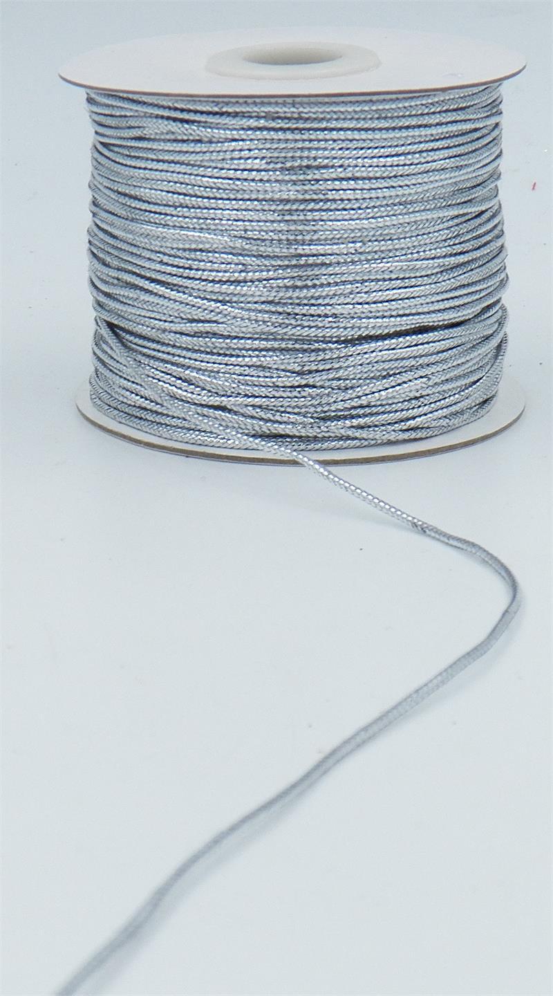Silver, Metallic, Non-Stretch Tinsel Cord Rope 1.5mm x 100 Yards (1 Spool) SALE ITEM image