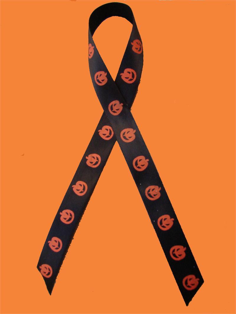 Black/Orange Pumpkin Satin 5/8 Inch x 25 yds. (1 spool) SALE ITEM image