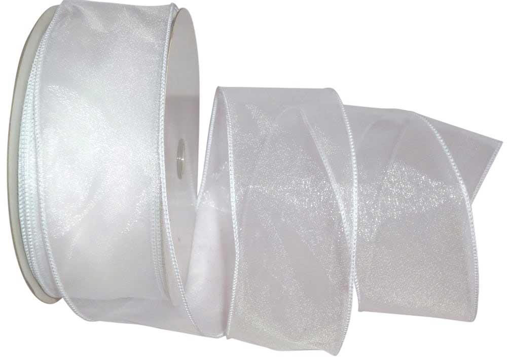 1.5 inch White Sheer Organza Wired Ribbon (50-yard spool) SALE ITEM image