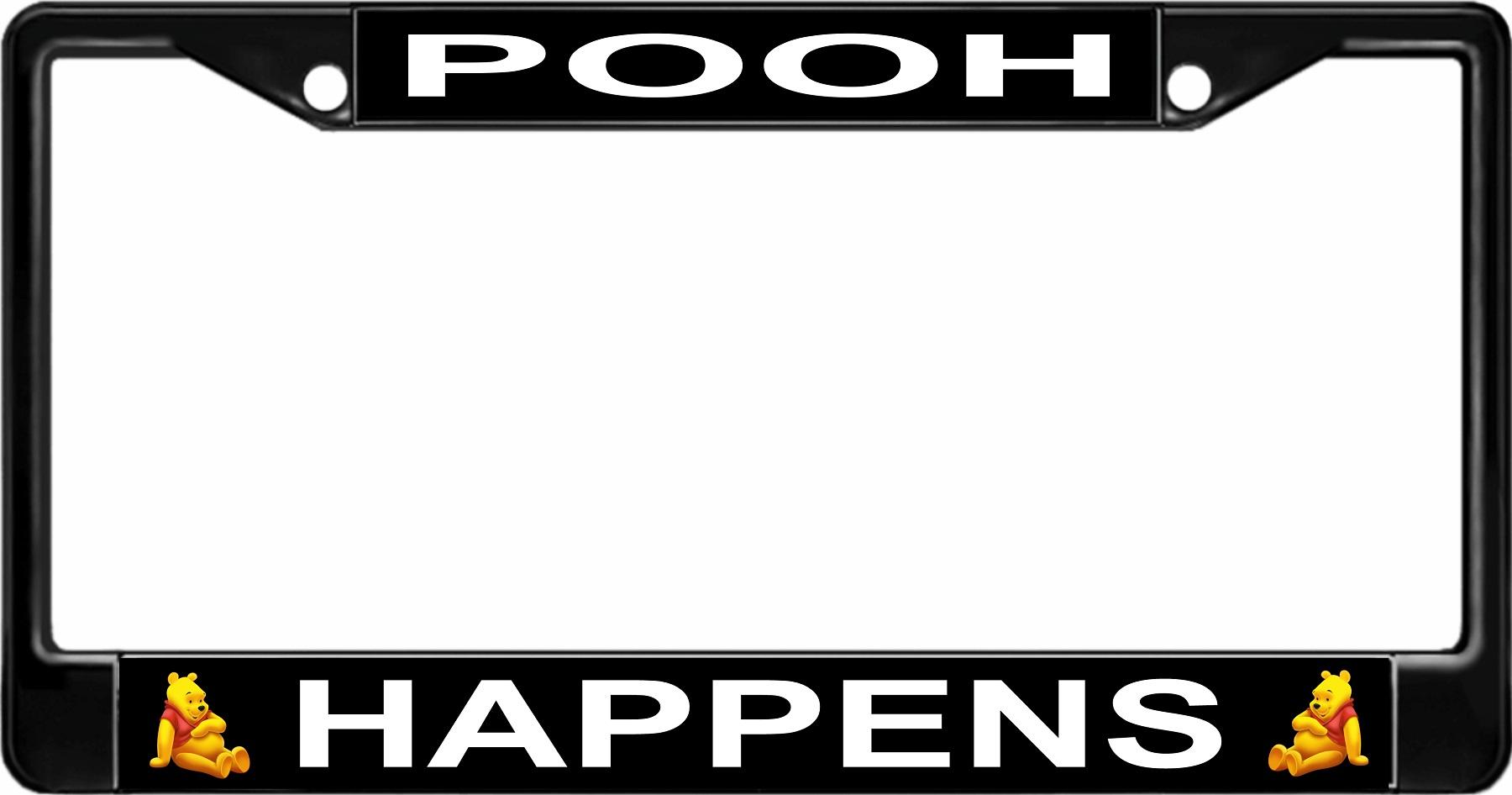 Pooh Happens Black License Plate Frame image