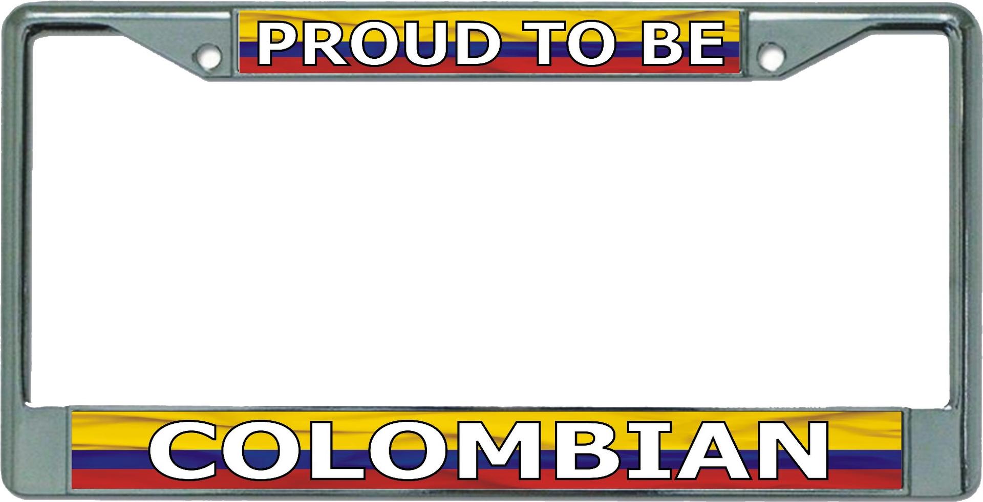 Proud To Be Colombian Chrome License Plate Frame image