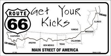 US Route 66 Map Get Your Kicks Metal License Plate image