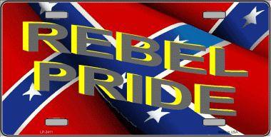 Confederate Rebel Flag With Rebel Pride Metal License Plate image
