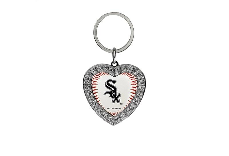 Chicago White Sox Bling Rhinestone Heart Key Chain image
