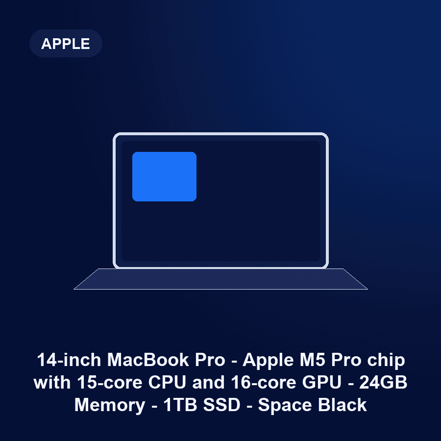 14-inch MacBook Pro - Apple M5 Pro chip with 15-core CPU and 16-core GPU - 24GB Memory - 1TB SSD - Space Black