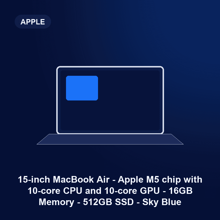 15-inch MacBook Air - Apple M5 chip with 10-core CPU and 10-core GPU - 16GB Memory - 512GB SSD - Sky Blue
