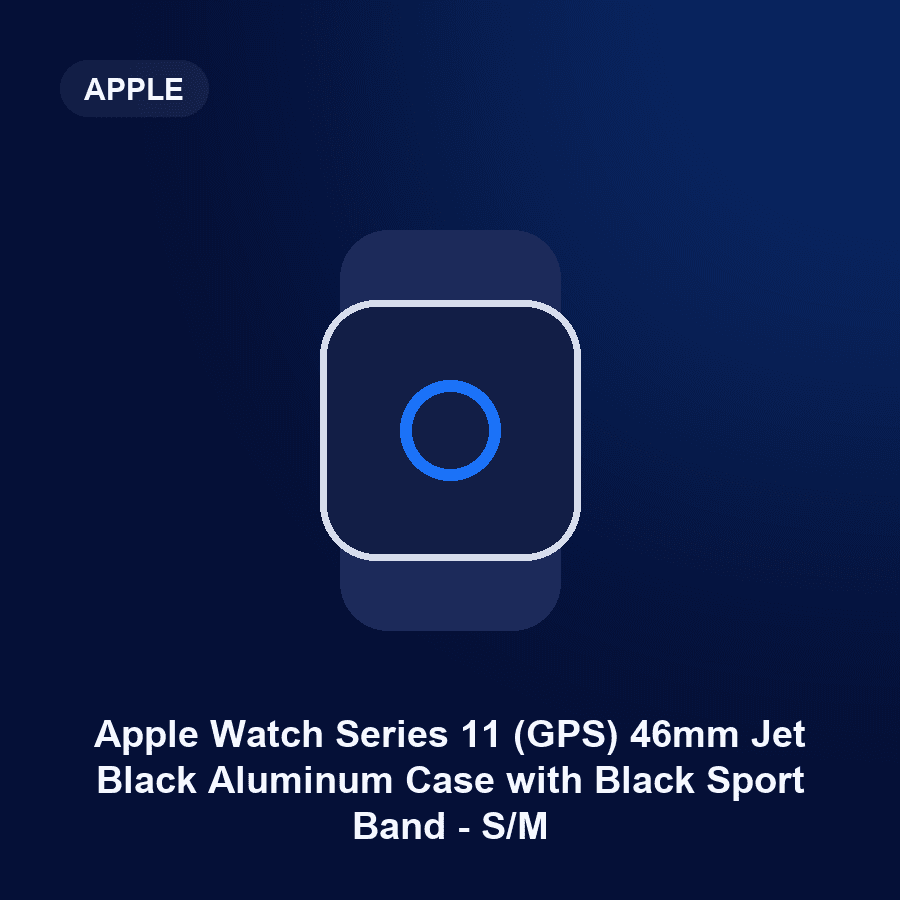Apple Watch Series 11 (GPS) 46mm Jet Black Aluminum Case with Black Sport Band - S/M