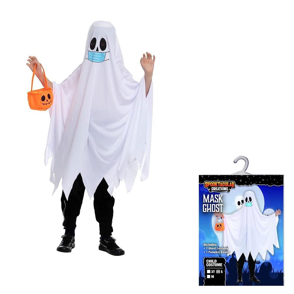 Spooktacular Creations Mask Ghost Child Ghost Costume, Pumpkin Basket Child Small image