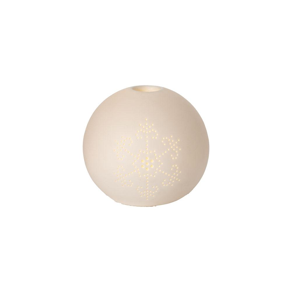 Lighted Ceramic Snowflake Taper Candle Holder Batteries Included 4"Dx3.75"H image