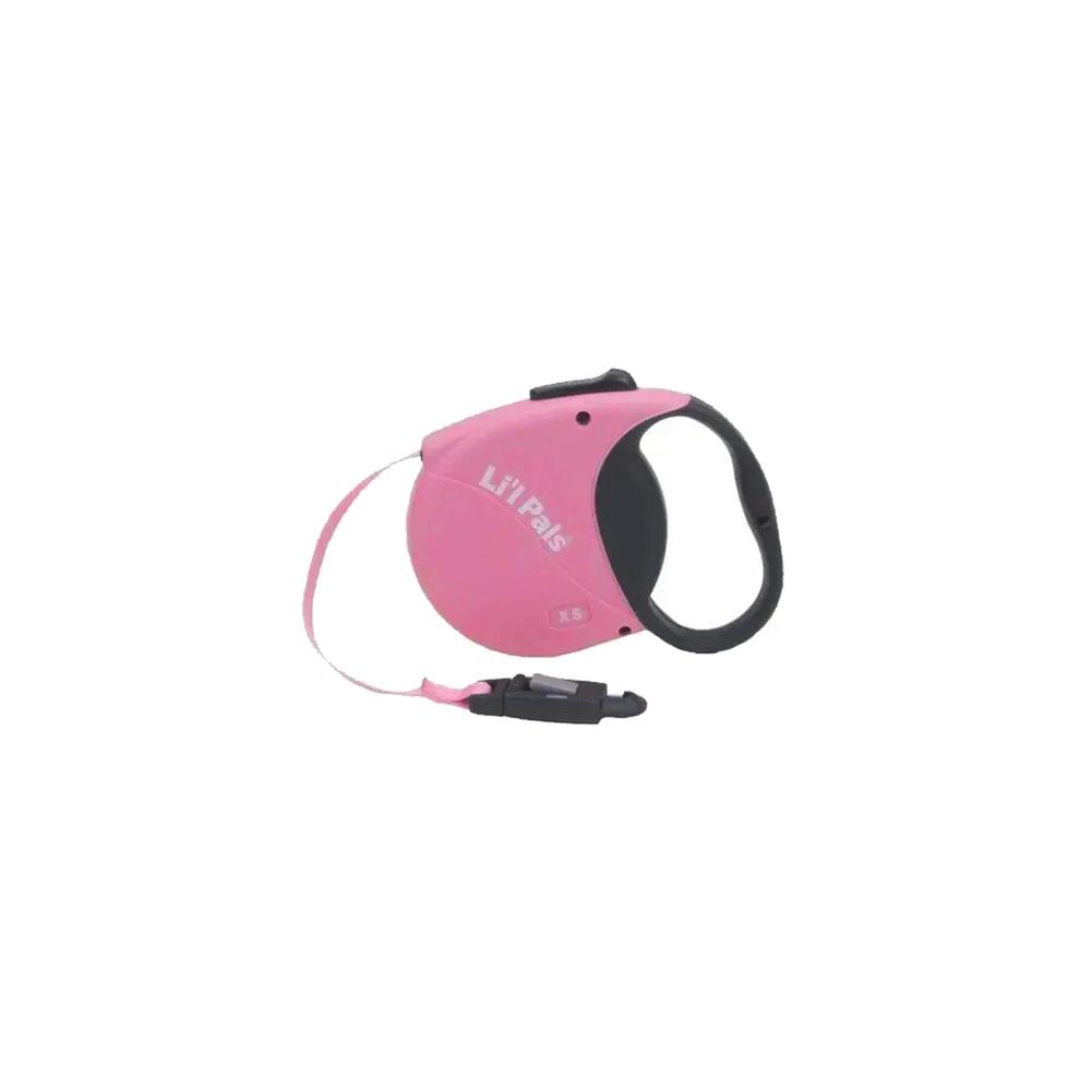 Li-l Pals Retractable Leash Safety Web w/E-Z Snap Pink XS Dogs Up To 16Lbs Extends 12' image