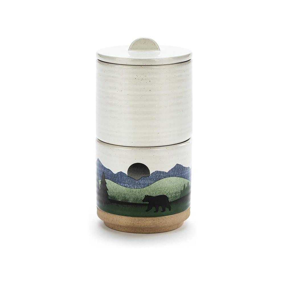 Demdaco In the Woods Stacking Spice Cellar SET/2, Stoneware, 3"Dx5"H NO ONLINE SALES image