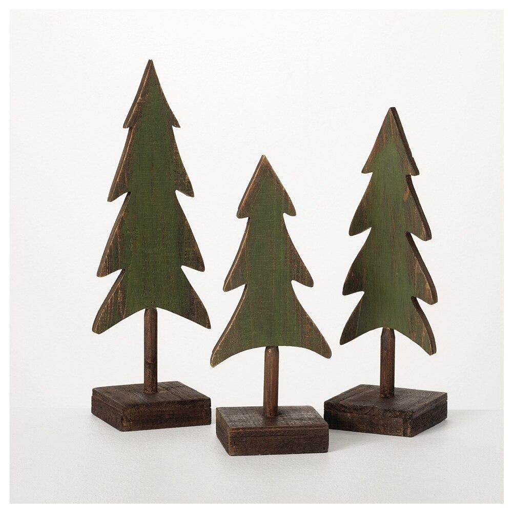 Sullivan Tree Tabletop Decor SET/3, Wood , 5"X4"X 15"H, 4.25"x4"x13.5"H, 5"x4"x12"H
