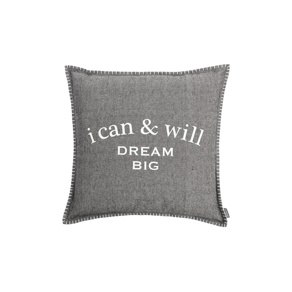 Demdaco I can & Will Dream Big Grey Throw Pillow, Cotton, 18"x18" NO ONLINE SALES image