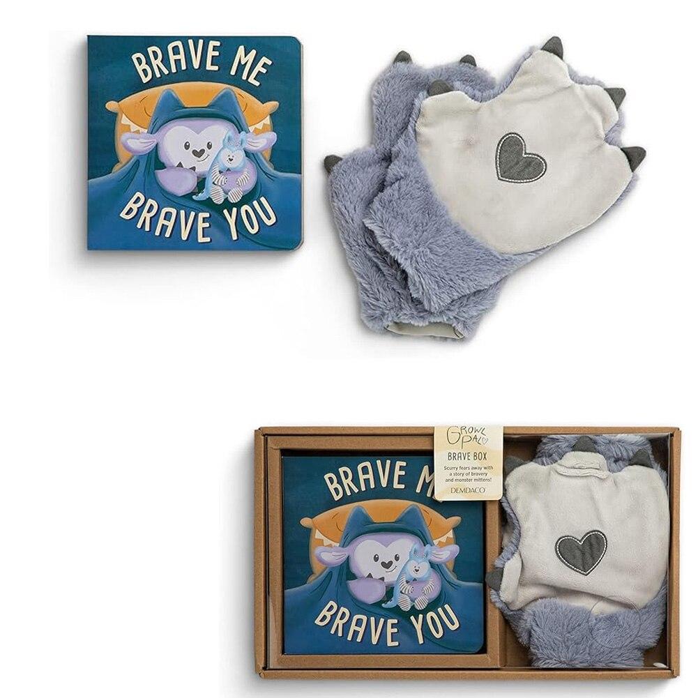 Demdaco Brave Me Brave You Hardboard Book 6x6" & Monster Paw Mittens 6x7" NO ONLINE SALES image