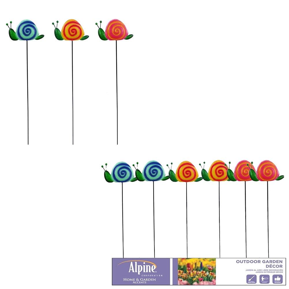 Alpine Flat Metal Snail Stake Garden Stake 3 Asst 6"x0.50x24"H NO AMAZON SALES image