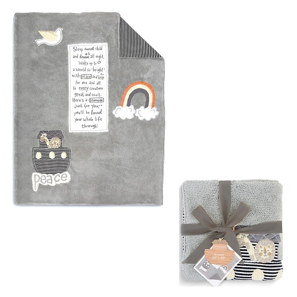 Demdaco Noah's Ark Sleep Sweet Child Grey Baby Blanket, 30"x40" NO ONLINE SALES image
