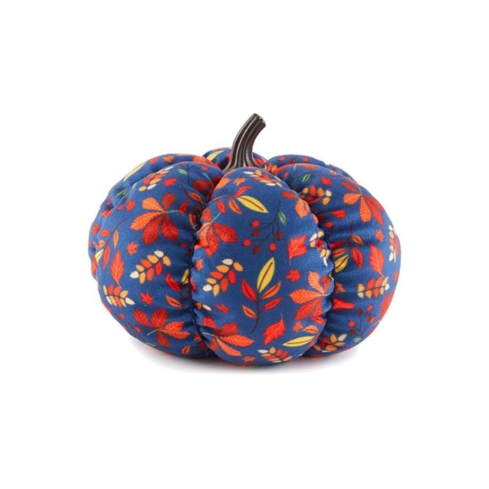 Decorative Plush Pumpkins, Harvest Leaves, Medium, Polyester/Plastic, 7"D image