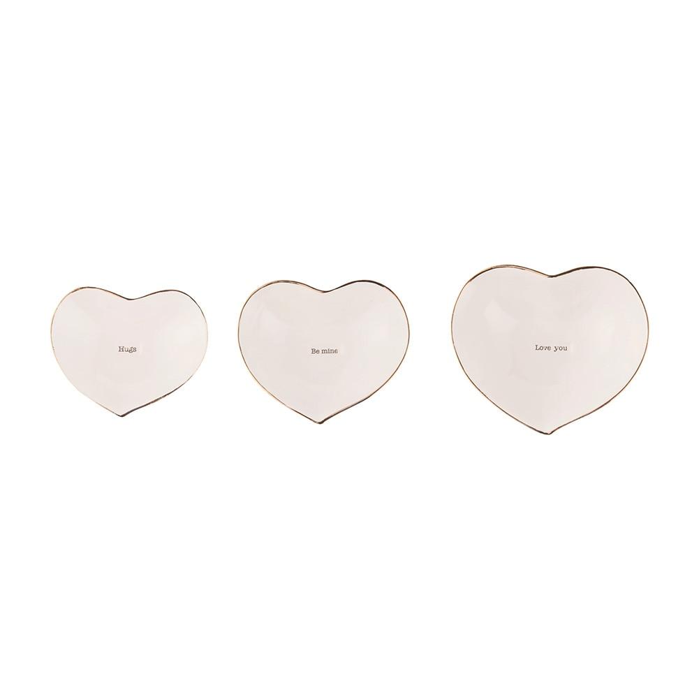 SET/3 Transpac Ceramic Valentine's Heart Trinket Dish, 5.75", 5", 4.5" image